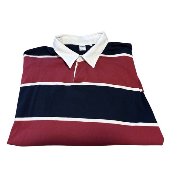 Aritzia Lomu Polo Long Sleeve Striped Top - Cordovan /Admiral size XL - Picture 3 of 11